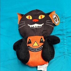 Halloween Black Cat Plush Toy - Orange & Black